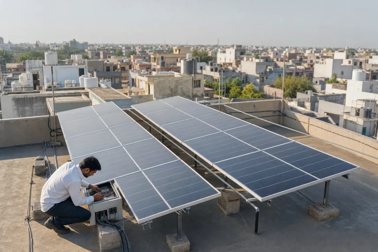Side-by-side comparison of TOPCon and Mono PERC solar panels on a rooftop